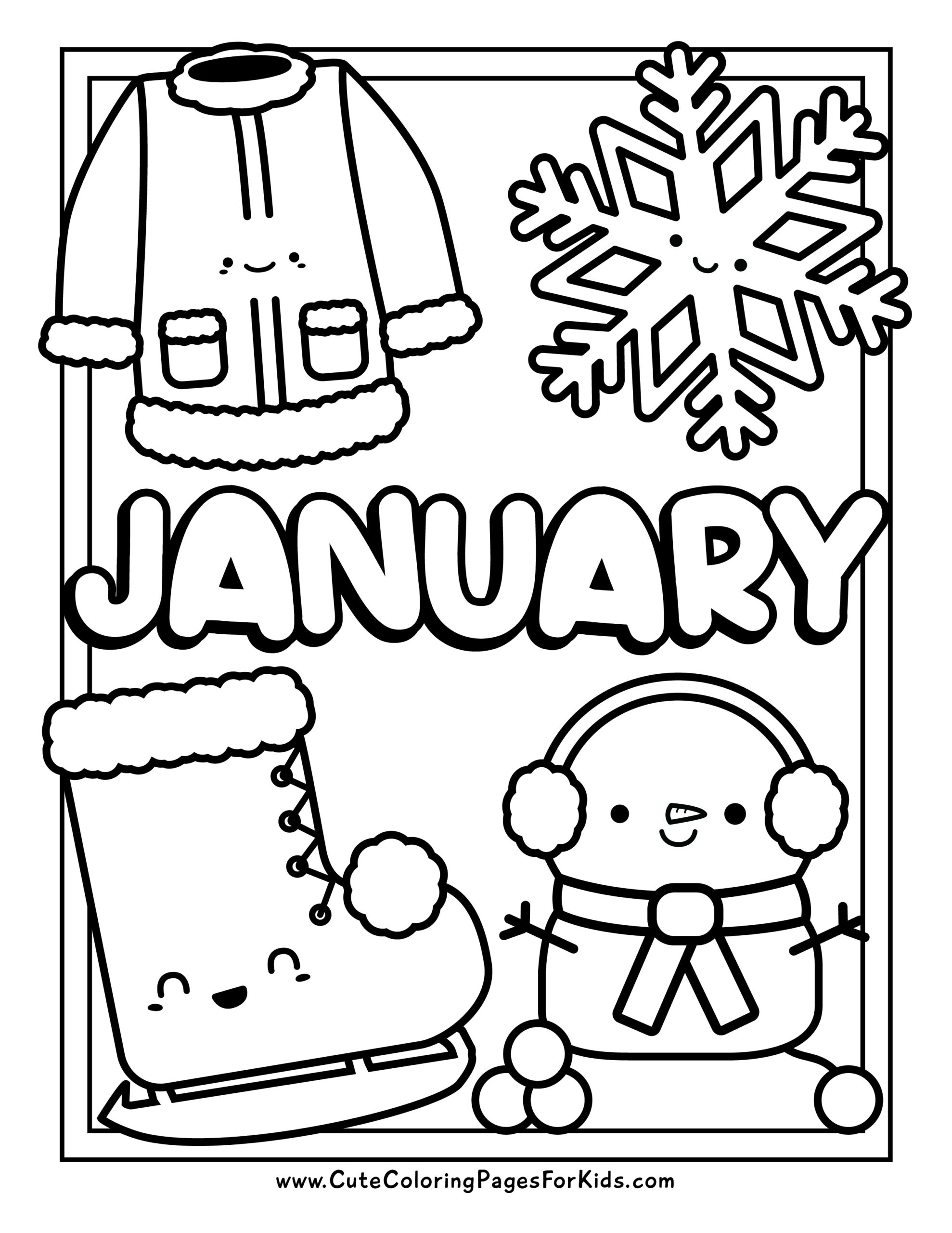 january coloring pages - cute coloring pages for kids